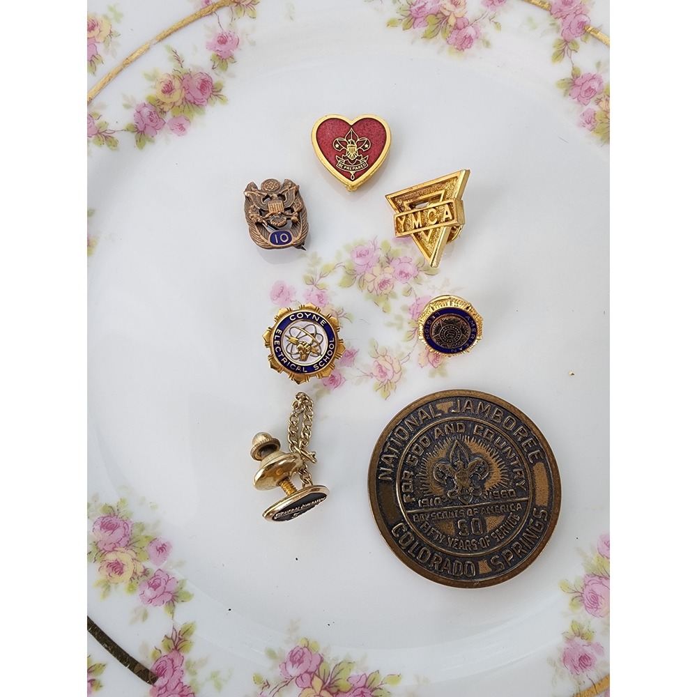 Vintage Pin Lot Boy Scouts 1960 Jamboree YMCA American Legion General Dynamics